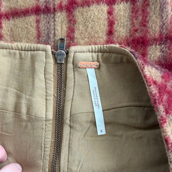 Free People Plaid A-Line Mini Skirt in Mustard & Red - Picture 3 of 3